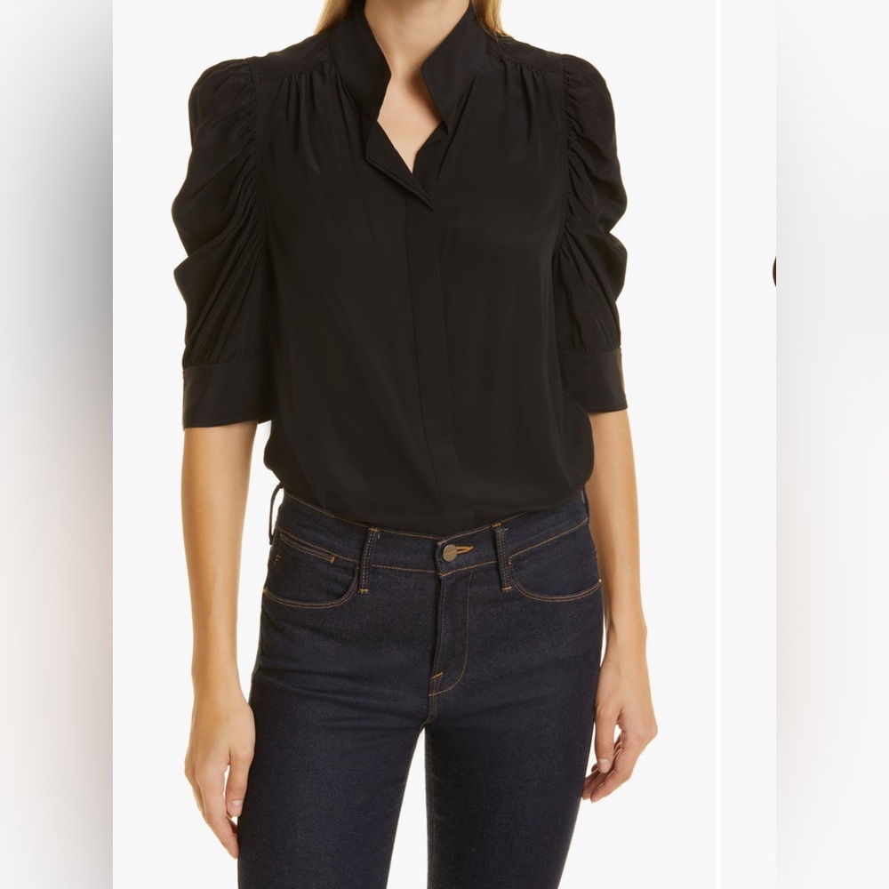 Frame New with out tag Black Puff-Sleeve Blouse M